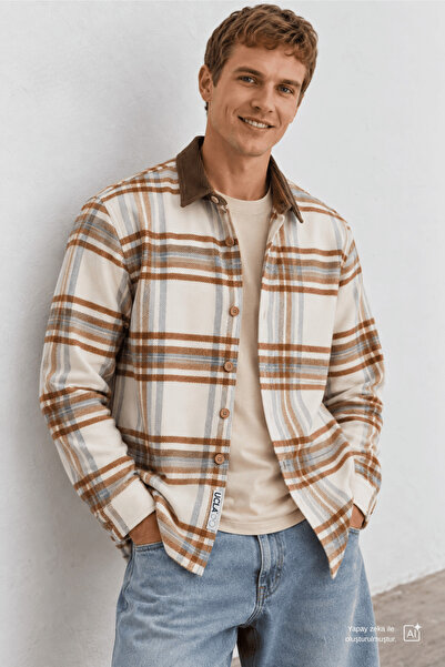 UCLA Gomez Beige Plaid Lumberjack Standard Fit Men's Shirt