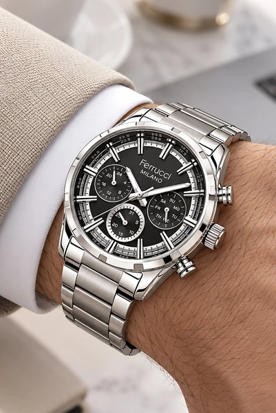 Ferrucci Function Silver Color Steel Band&Case Men's Wristwatch 3 Atm Water Resistant Zmfer041