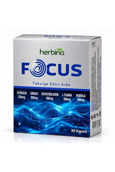 Herbina FOCUS SİTİKOLİN GİNKGO,TEANİN, RHODİOLA, FOSFOTİDİLSERİN 30 KAPSÜL.