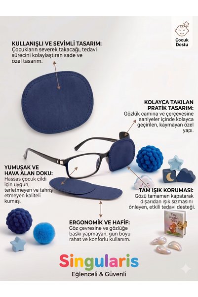 Singularis 2 Pieces of Navy Blue Eye Protection Tape (for Use over Glasses) S...