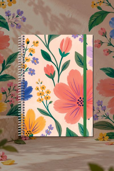 Le Color Блокнот със спирала Bloom Garden, разлинован, бежов, 13x18 см