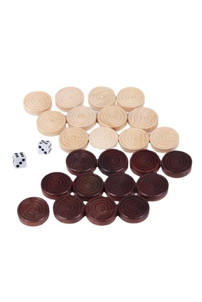 Choice WHITE 30Pcs/set Wooden Round Checkers Pieces For Backgammon Chess Game...