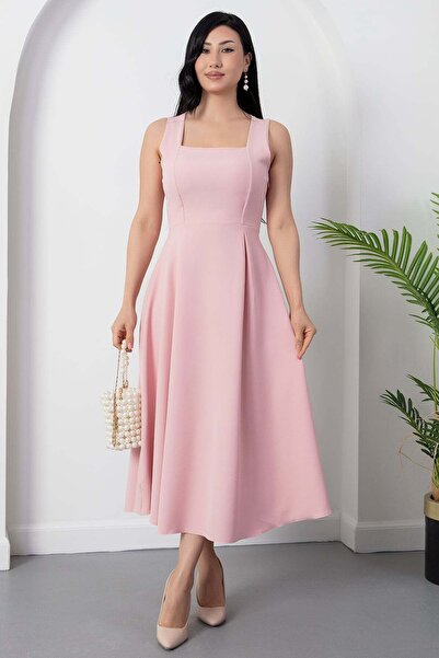 PULLIMM Rochie din crep, fără mâneci, cu decolteu pătrat 2026-4558