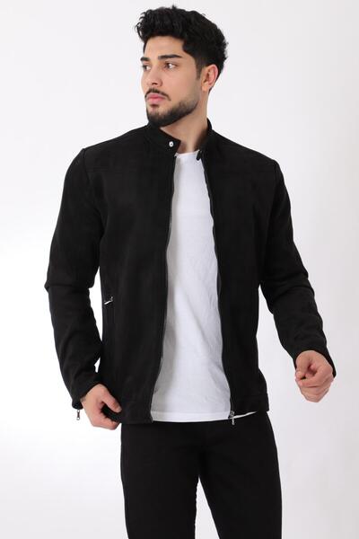 Stilkombin Sleeve Detail Judge Collar Suede Seasonal Coat BL 1710-60286