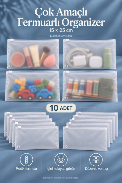 Ezupack Suitcase Closet Organizer Frosted Zipper Bag Zipper Bag 10 Pieces 15 ...