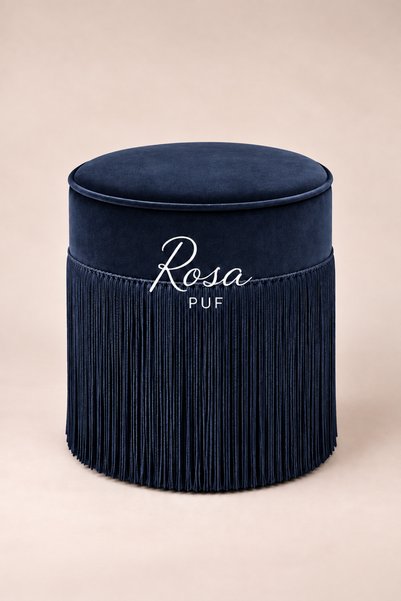 CAB Cosy Rosa Püsküllü Lacivert Puf