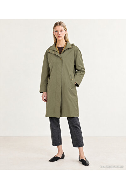 Yargıcı Wide Hooded Collar Long Sleeve Raincoat