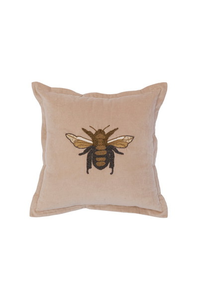 Yargıcı Bee Patterned Velvet Square Pillow (45X45 cm)