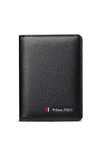 WİLLİAMPOLO William Polo Italian Made Genuine Leather Men's Wallet Card Holder Premium Classic Black
