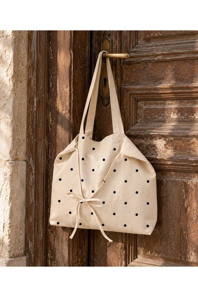 mononoke Polka Dot Pattern Bow Cloth Bag