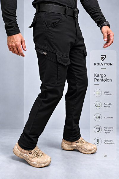 Polviton Pantaloni cargo pentru bărbați, tactici, în aer liber, din lycra, bu...