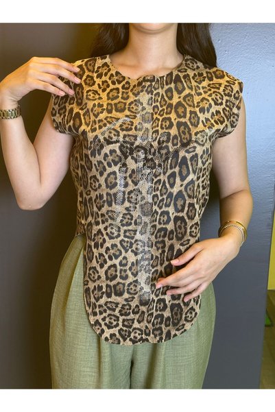 Gönülden Tasarım THIN Suede LEOPARD STONE EMBELLISHED STANDARD SIZE WOMEN'S B...