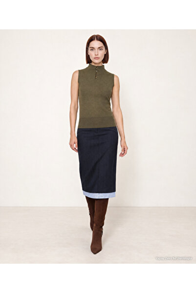 Yargıcı Cotton Regular Stand Collar Sleeveless Sweater