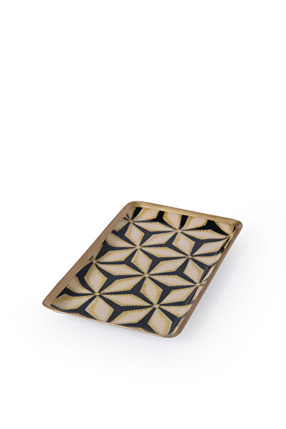 Yargıcı Geometric Patterned Aluminum Rectangular Tray (15X10X1 cm)