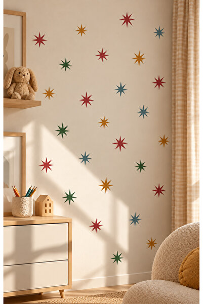 WALLHUMAN Retro Yıldızlar Çocuk Odası Duvar Stickerı