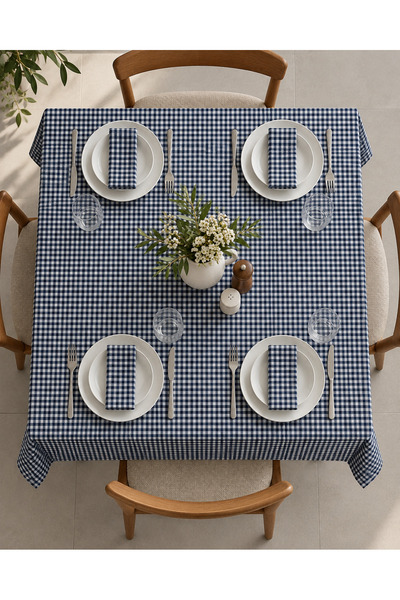 ROZET TEKSTİL Wrinkle-Free Multi-Purpose Tablecloth & Picnic Mat Gingham Pattern Tablecloth