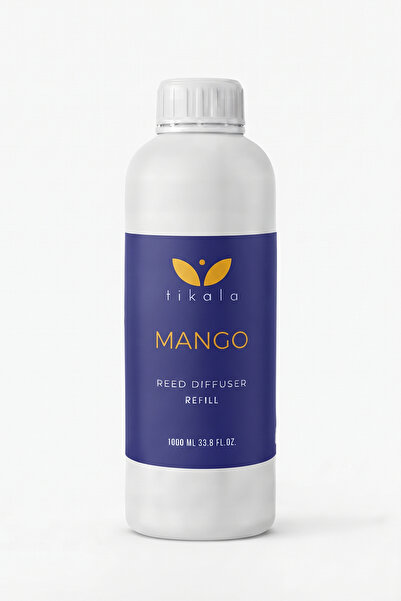 tikala Bambu Çubuklu Oda Kokusu Kristal Yenileme Likiti Mango - 1000 ML | Lüks Ev Parfümü Refill - Yedek