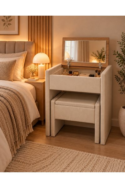Pure Home VİENA KARE MAKYAJ MASASI VE BERJER