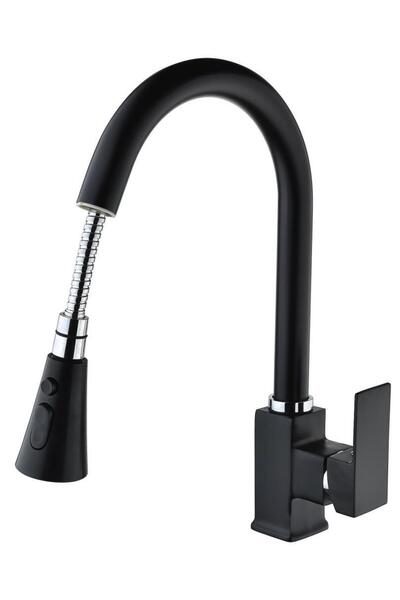 Vilas Diamond Elit Square Black Spiral Function Kitchen Sink Faucet
