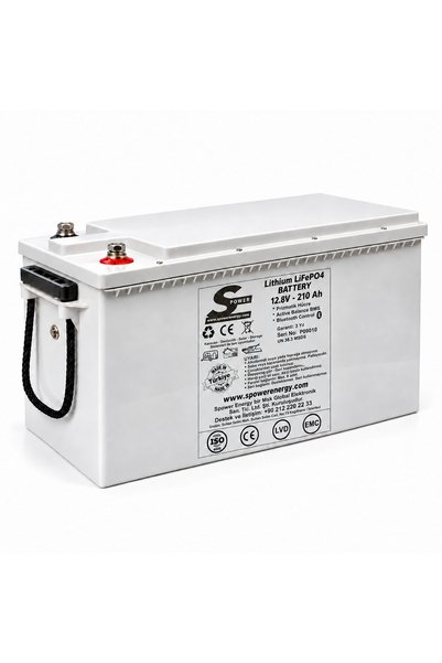 Spower 12V 210AH (12.8V) Lityum LiFePO4 Akü Bluetooth Marin Kasa