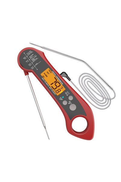 Choice1 Red 2 In 1 Long Cable Meat Thermometer Digital Waterproof Kitchen Coo...