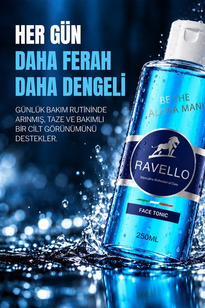 RAVELLO Men's Facial Cleansing Tonic 250ml – Menthol Refreshing Effect Tonic