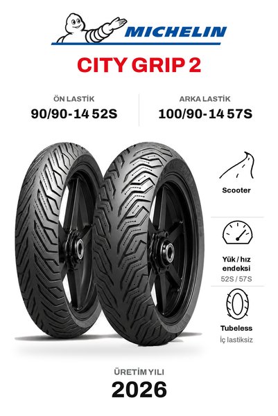 Michelin City 2 90/90-14 52S - 100/90-14 57S Ön Arka Motosiklet Lastik Takımı (2026)