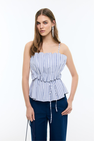 Roman Drape ve Bağcık Detaylı Büstiyer Standart Renk YY014027_089