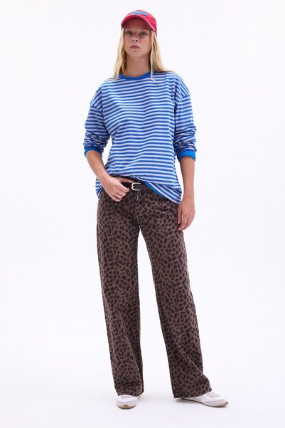 DeFacto Ravne gabardin pantalone sa leopard uzorkom I8220AX26WN