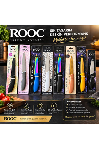 Rooc Seri Meyve Sebze Bıçağı / 19 cm-Pembe