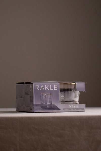 Rakle طقم أكواب ماء ستار جولد مطلي بالذهب 4 قطع 300 سي سي