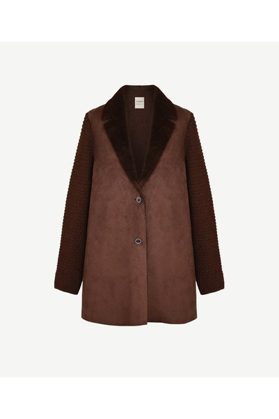 Yargıcı Fur Detailed Knitwear Top Coat
