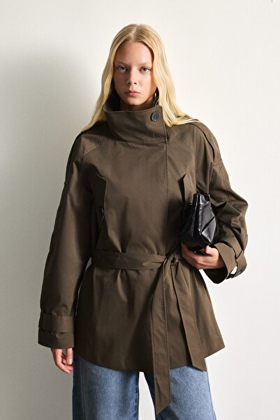 DeFacto Regular Fit Stand Collar Belted Buttoned Trench Coat H3949Ax26Wn