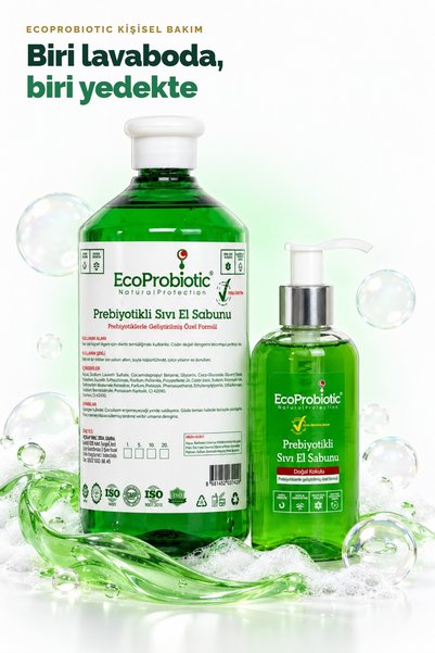 EcoProbiotic مجموعة صابون سائل لليدين 250 مل + 1 لتر |   بريبايوتكلي، صديق للأطفال، يدعم حاجز الحماية لليد.