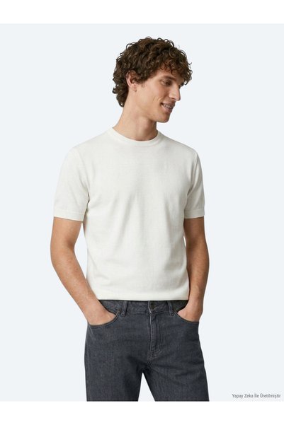 Kip Ecru Crew Neck Plain Knit Knitwear