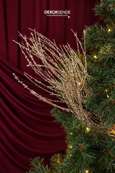 Dekorsende Christmas Ornament Broom Shape Sparkling Branch Champagne 90 cm