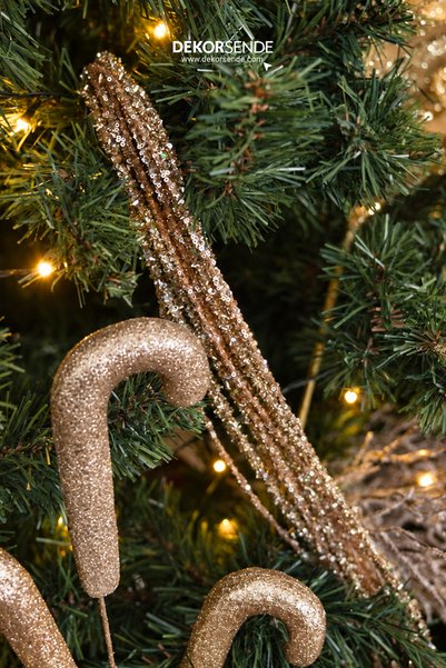 Dekorsende Christmas Ornament Glittered Ice Pendant Branch Champagne 115 cm