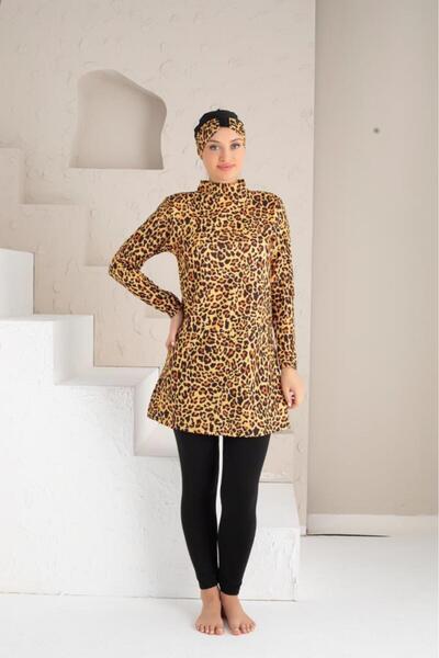 DONEX Patterned Lycra Tights Full Covered Hijab Swimsuit 1216