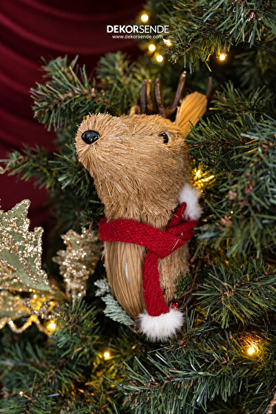 Dekorsende Christmas Ornament Deer Head Wicker Small Size Brown 25 cm