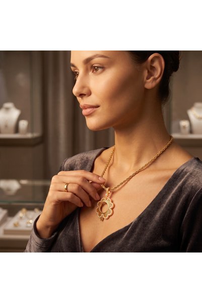 NETİCE ÖYLEK Clover Figured Quarter Necklace
