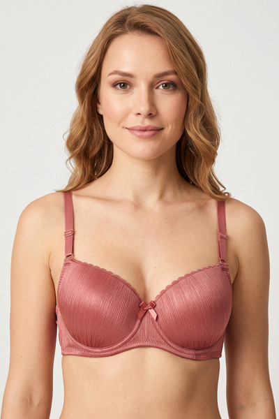 hadiora Sutien cu suport pentru femei, Dusty Rose, cu panglică texturată stră...