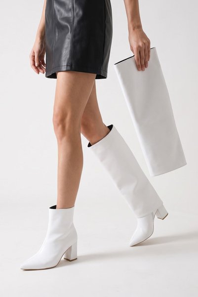 GOFFSHOES Cizme Wanda pentru femei - alb-piele lacuita
