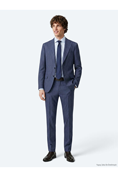 Kip Blue Modern Fit Wool Blend Suit