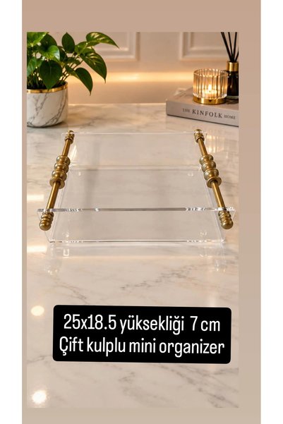innossa pleksi dekorasyon 2-Sided Matte Gold Handle Mini Organizer