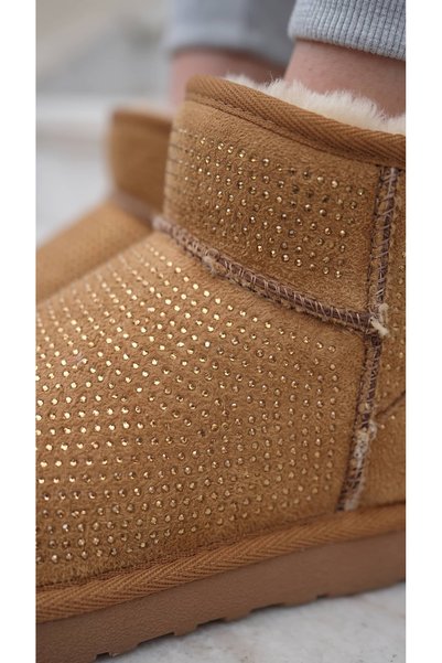 Beyond Γυναικείες Stoned Tan Ultra Mini Suede Μπότες με Γούνα Εσωτερικά 3 εκ....