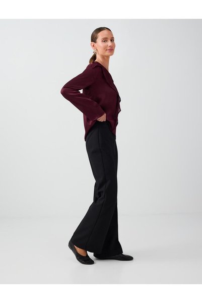 Jimmy Key Black Relaxed Fit Wide Leg Viscose Trousers