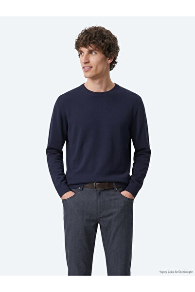 Kip Pulover tricotat simplu, albastru bleumarin