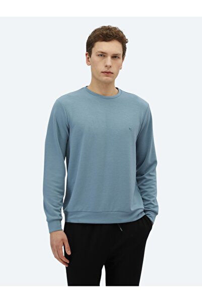 Kip Mavi Bisiklet Yaka Sweatshirt