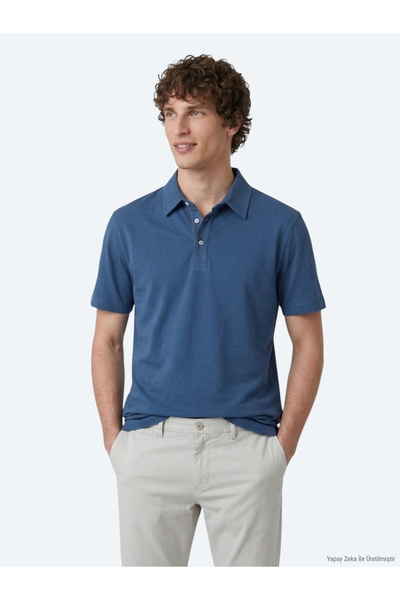 Kip Navy Blue Plain Cotton Blended T-Shirt