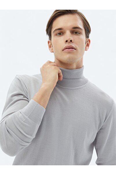 Kip Lilac Full Turtleneck Plain Knit Wool Blended Sweater Sweater